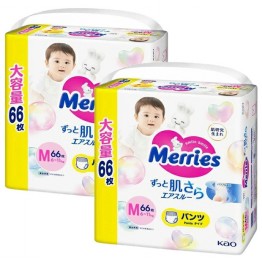 Merries 花王 學習褲 中碼 M 66片 (6~11kg) \\日本JUMBO版 52+14枚// ⭐原箱優惠x2包裝, 低至$112/包($1.70/片)⭐